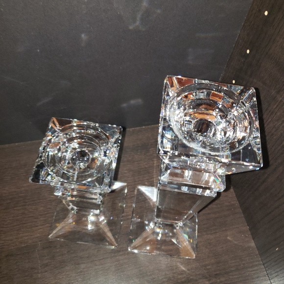 2 Piece Set Pure Crystal Candle Holders Glass - Home decor - Picture 3 of 3
